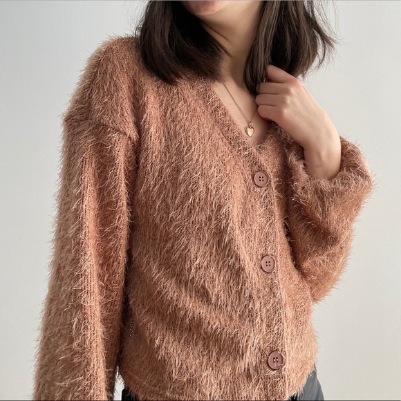 NEW SHEIN FUZZY DROP SHOULDER  CARDIGAN - S - Picture 2 of 16